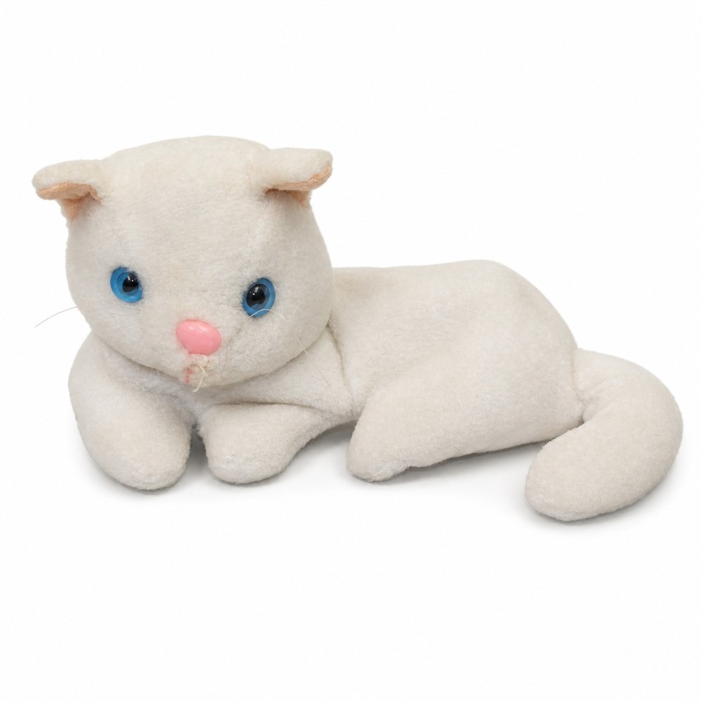 Vintage Imperial Toy White‎ Cat Plush 6" Blue Eyes Stuffed Animal Kitten Lovey